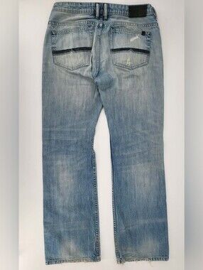 Buffalo David Bitton Men’s Blue Light Wash Straight Denim Jeans Distressed 34x32